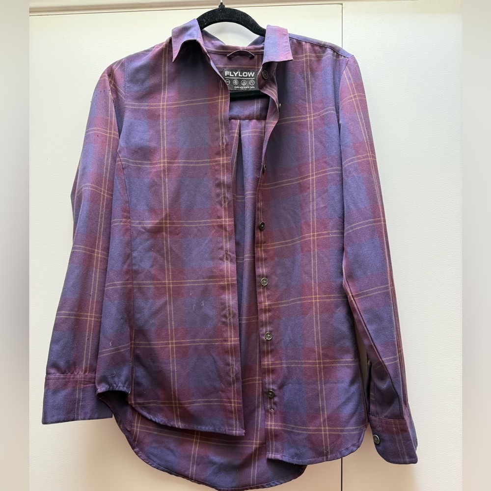 Women’s Purple Plaid Flylow Bridgette Tech flannel